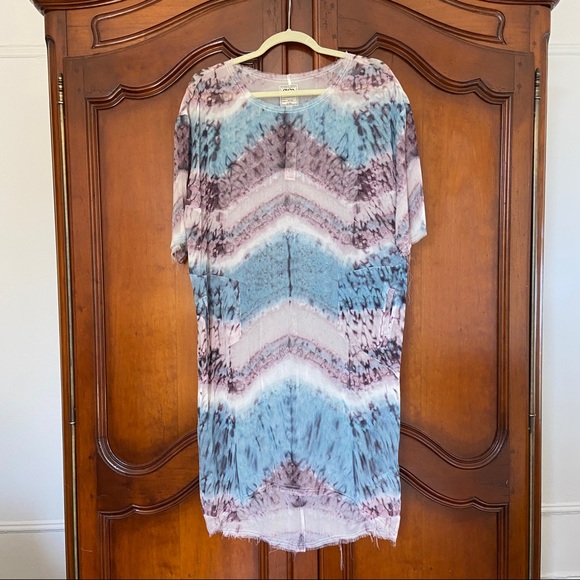 NWT GoSilk Silk Tie Dye Purple and Blue Midi Dress | Size S | Anthropologie - Picture 1 of 12